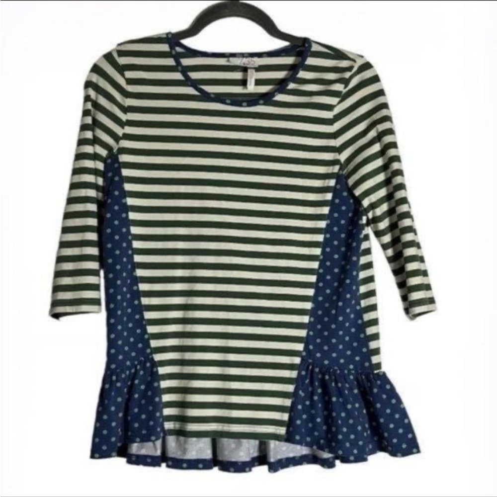 Matilda Jane 435 Curiosity Long Sleeve Peplum Ruffle Polka Dot Striped Top 14